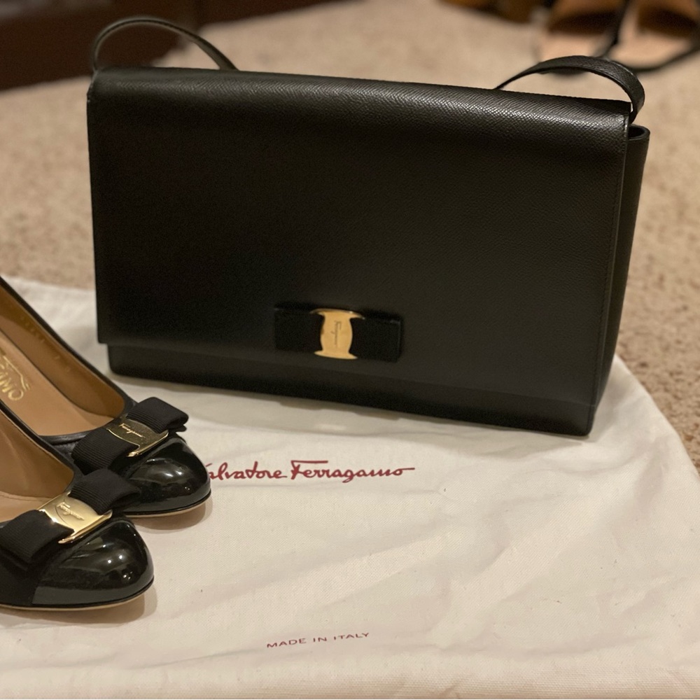 Salvatore Ferragamo Ginny Oscore Black leather bag, NWT